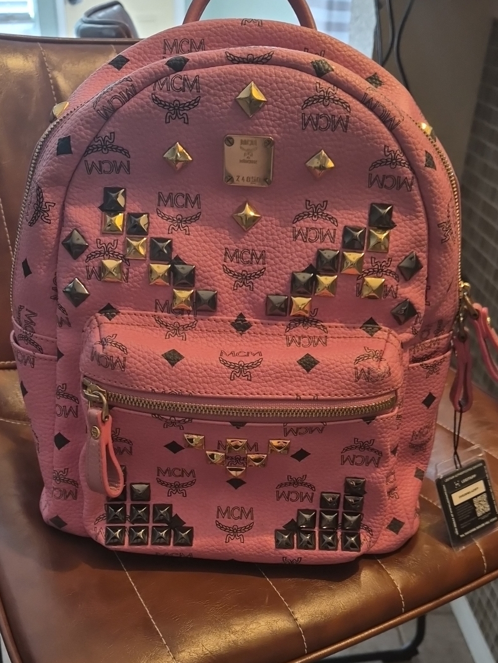MCM Pink Leather Backpack